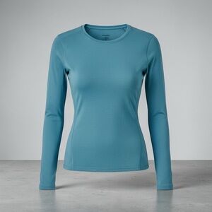 Patagonia Women's Long-Sleeve Crew Tee base layer in Teal Blue
